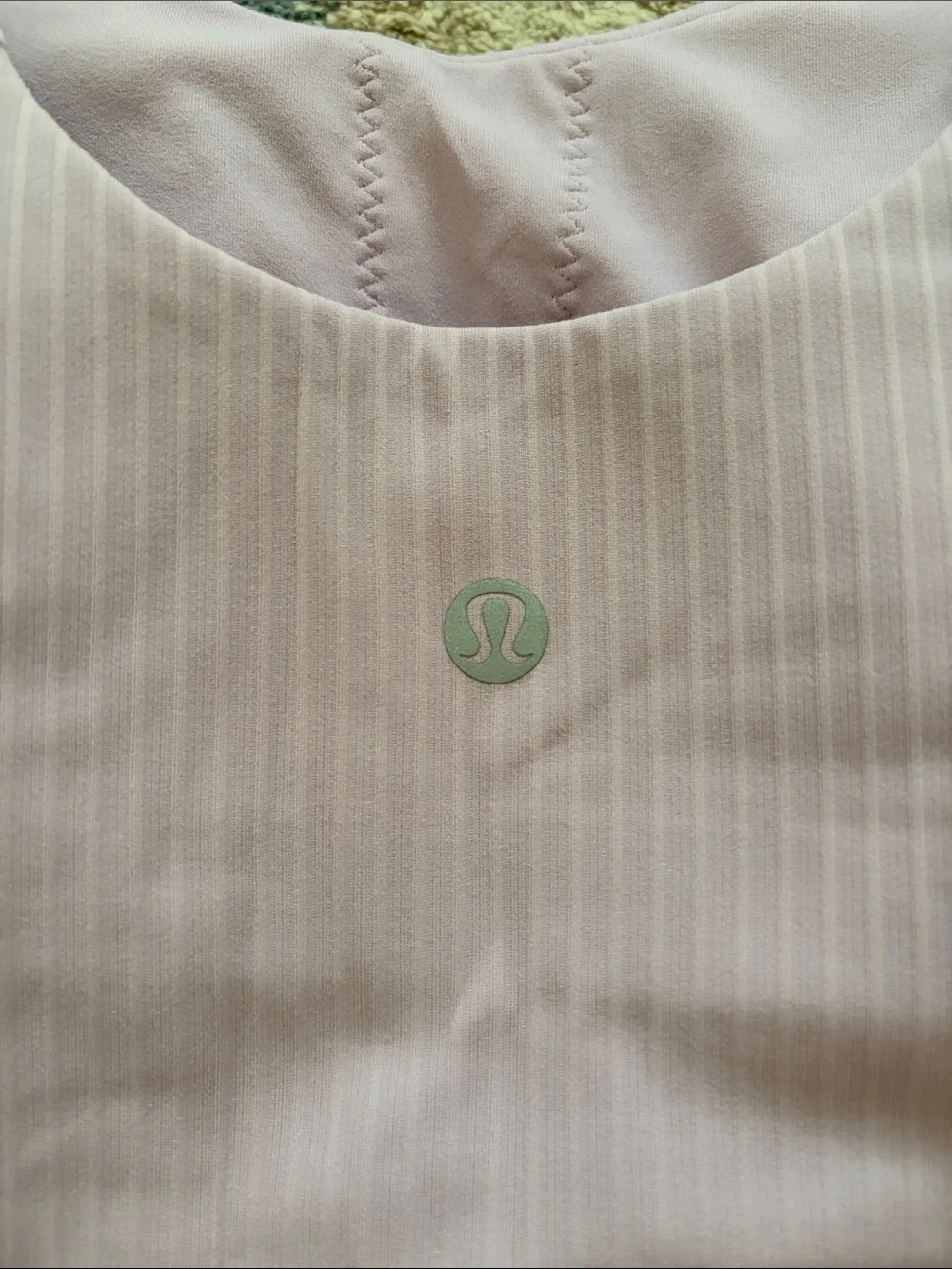 lululemon athletica Pale Pink Lavender Ribbed Scoop Crop Tank with ruffled hem